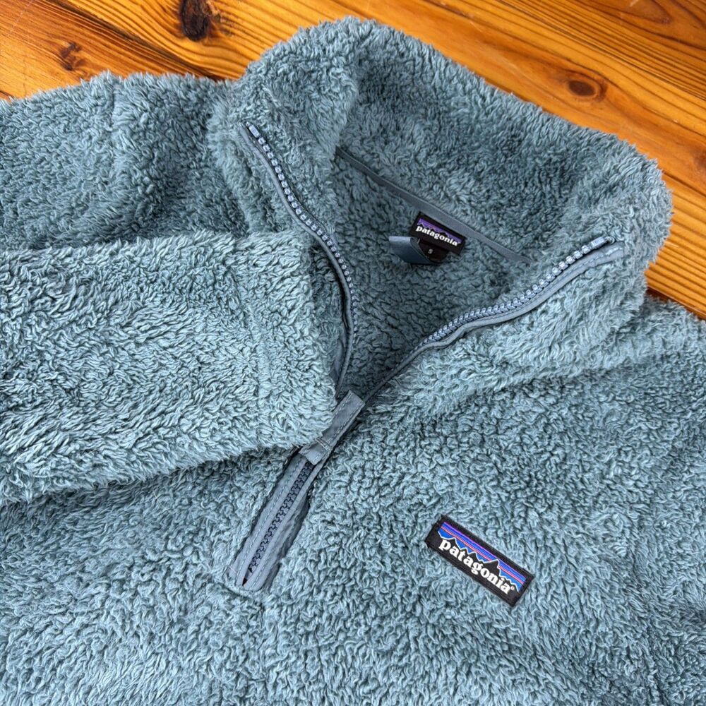 Patagonia Fleece Pullover Womens Small Blue/Green-Teal 1/4 Zip Sherpa Worn Wear